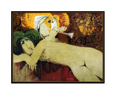 Sunol Alvar Nude Portrait Color Lithograph Hand Signed Romantic Cubism Artwork