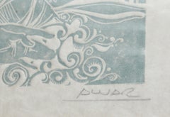 Sur La Table, Litografía cubista enmarcada de Sunol Alvar