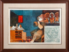 Sur La Table, Framed Cubist Lithograph by Sunol Alvar