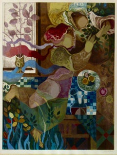 « Women with Dove » : très grande sérigraphie en couleurs avec gaufrage.