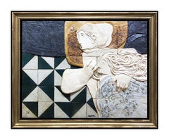 Sunol Alvar Large Original Hand Glazed Ceramic Relief Sculpture Signed Artwork