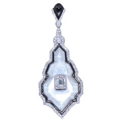 Vintage Sunray Crystal Diamond Pendant In 18k White Gold