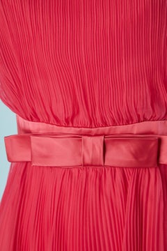 Sunray pleated pink cocktail dress with bow  Miss Eliette Circa 1960's