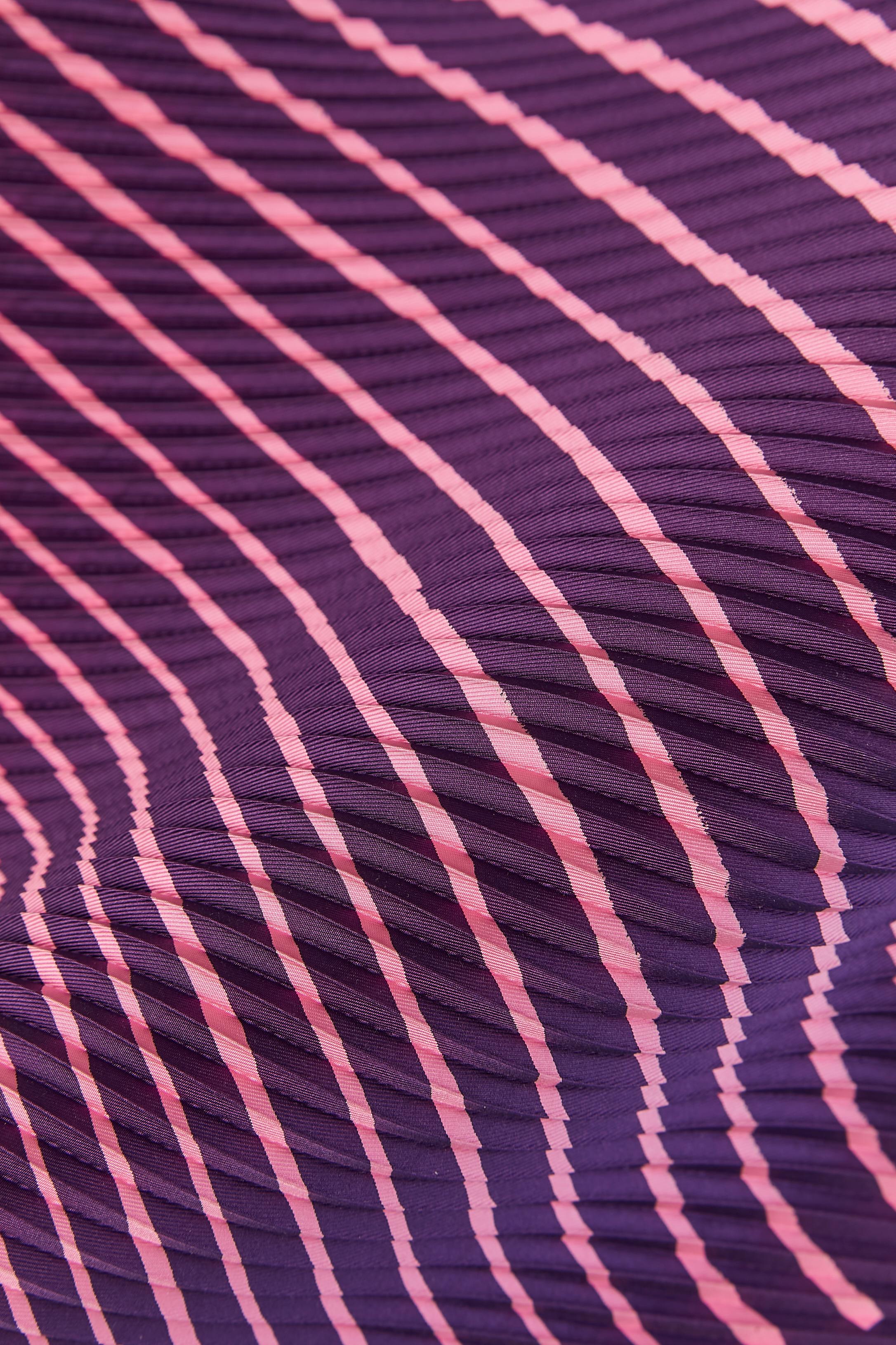 Beige Sunray pleated silk scarf with purple and pink print Hermès NEW For Sale