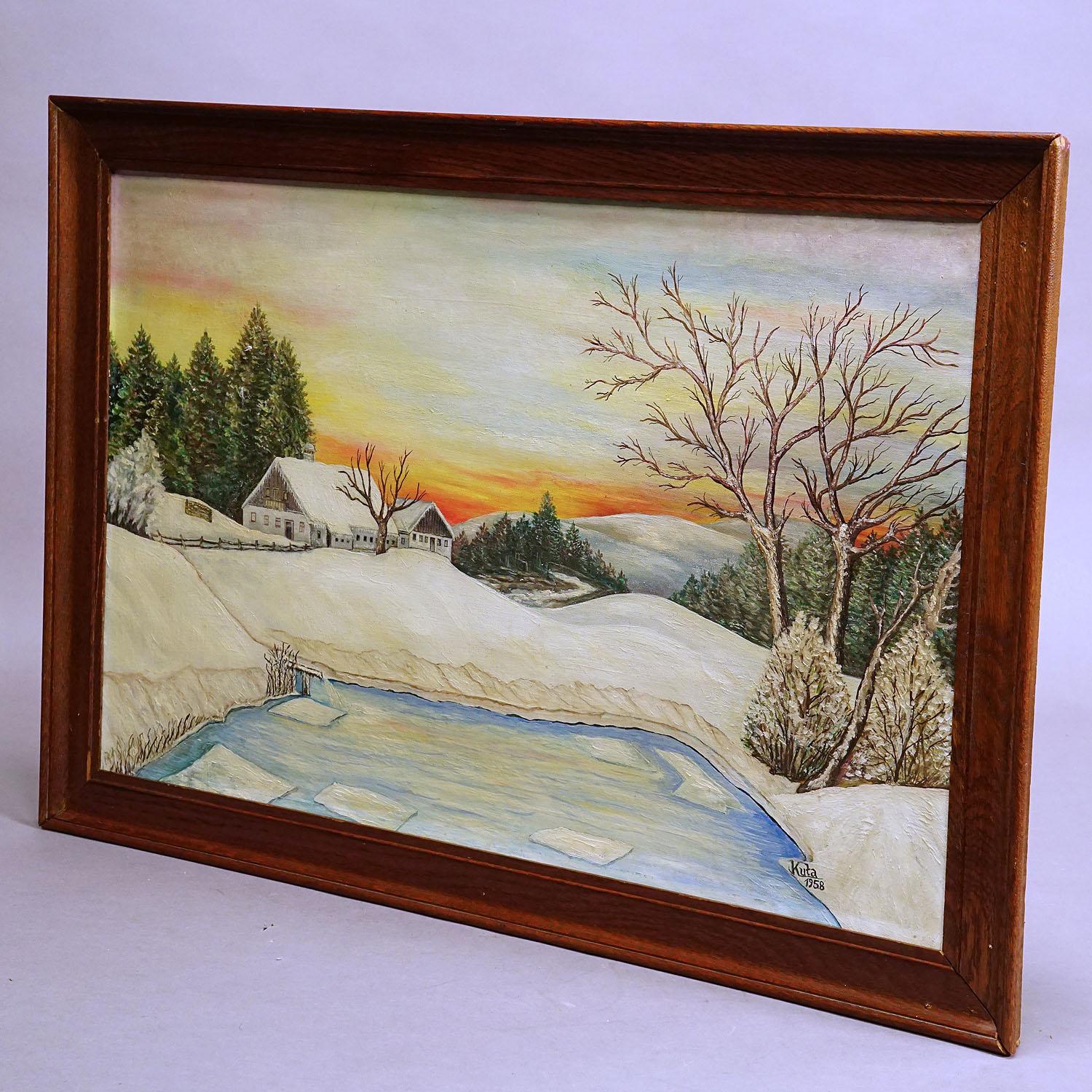 Country Sunrise in a Winterly Landscape in the Black Forest For Sale