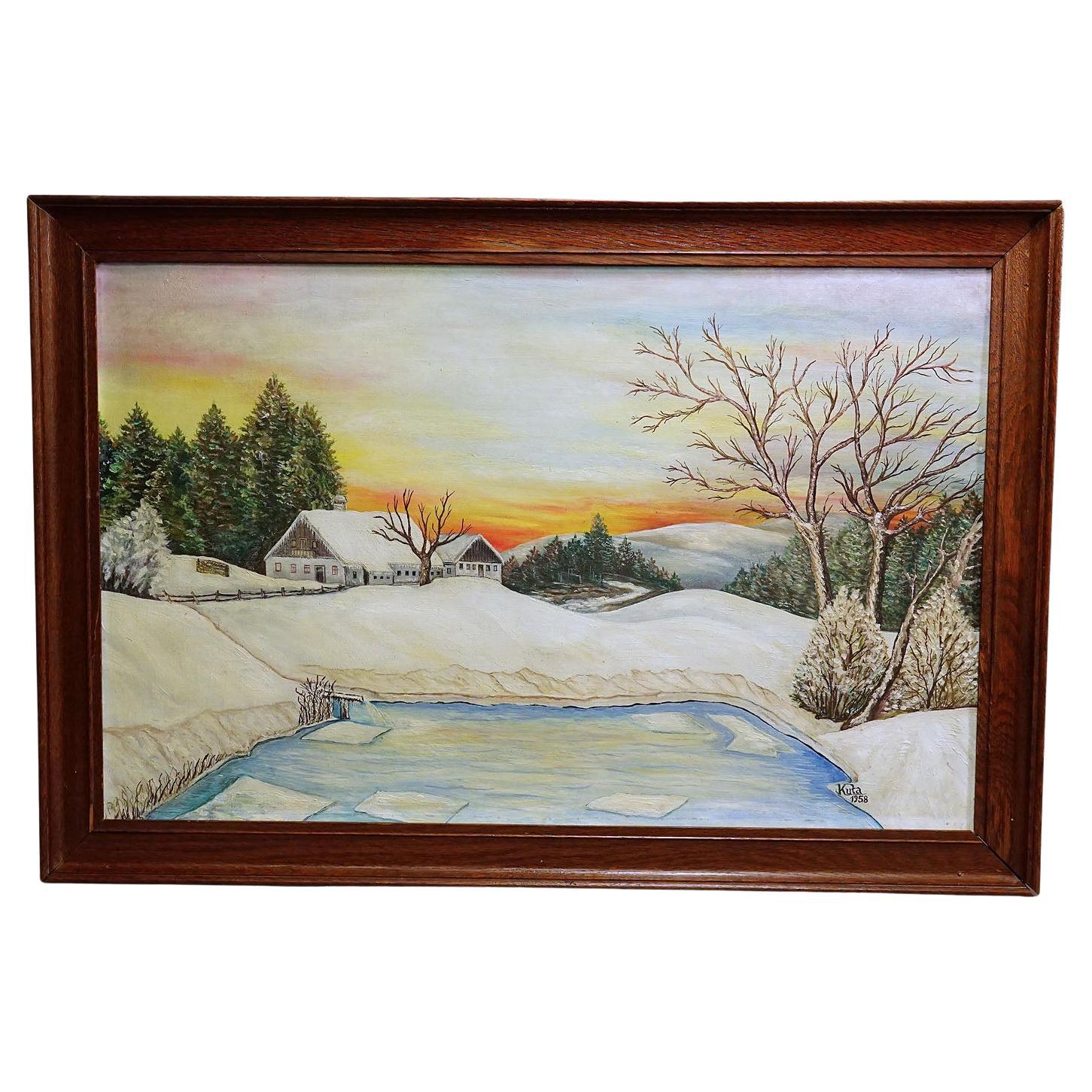 Sunrise in a Winterly Landscape in the Black Forest For Sale