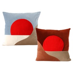 Sunrise & Sunset set of 2 Velvet Deluxe Handmade Decorative Pillows