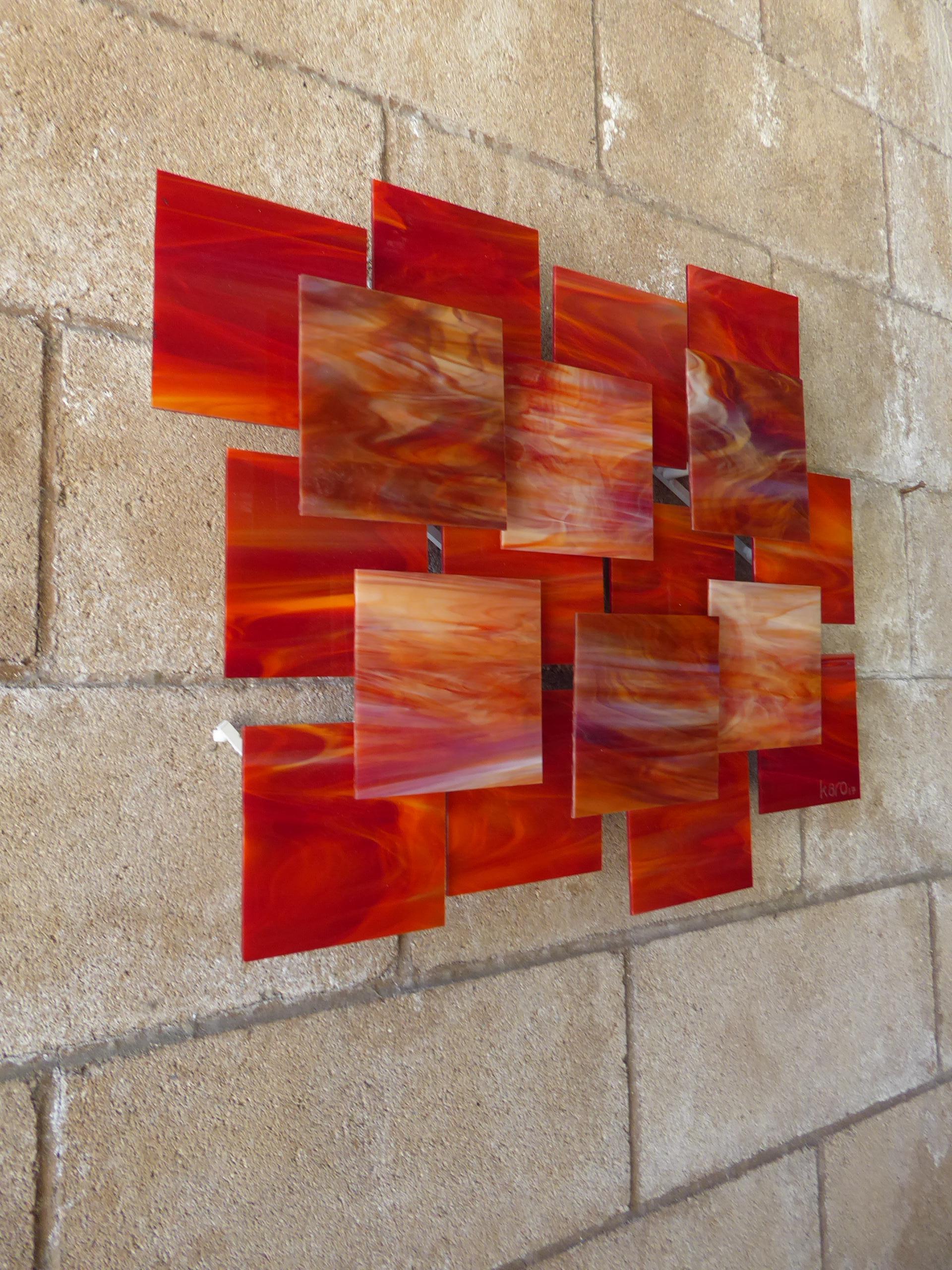 Modern Sunset, an Original Stained Glass Sculpture by Karo Martirosyan, circa 2017