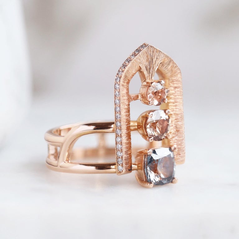 Arch Collection Rings Sunset Arch Ring, Certified Montana and Madagascar Sapphires and ...