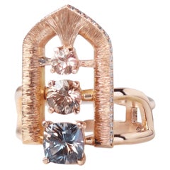 Sunset Arch Ring, Certified Montana & Madagascar Sapphires & Canadian Diamonds