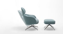 Sunset Bergère Chair with Pouf in Avant Après Grey & Aluminum Feet, Nicola Pavan