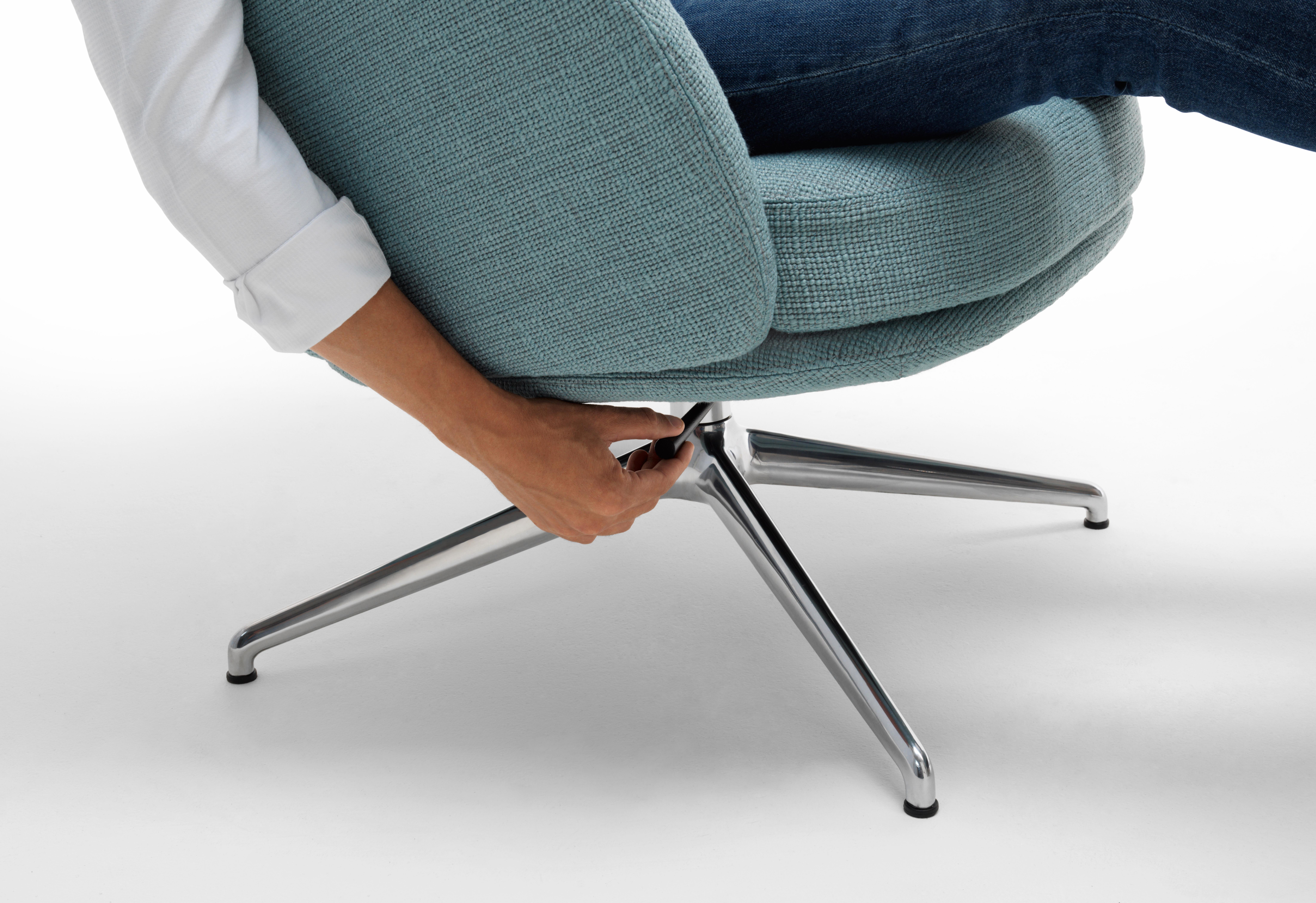 Italian Sunset Bergère Chair with Pouf in Avant Après Grey & Aluminum Feet, Nicola Pavan For Sale