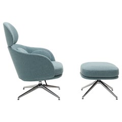 Sedia Sunset Bergère con Pouf in Avant Après Grey e piedi in alluminio, Nicola Pavan