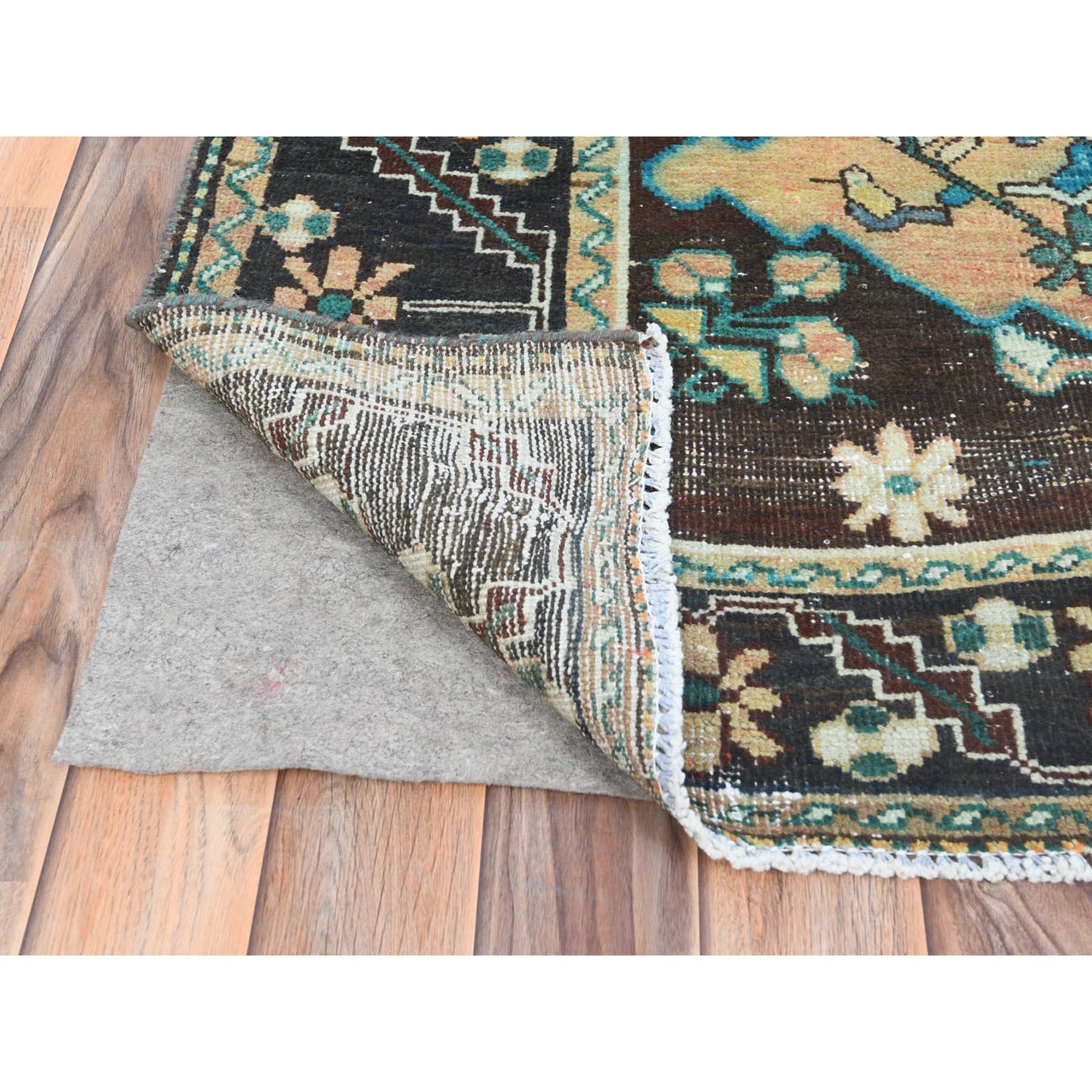 Sunset Color, Distressed Worn Wool Hand Knotted, Vintage Northwest Persian Rug In Good Condition In Carlstadt, NJ
