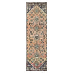 Sunset Colors, Distressed Worn Wool Hand Knotted, Vintage Persian Bakhtiar Rug