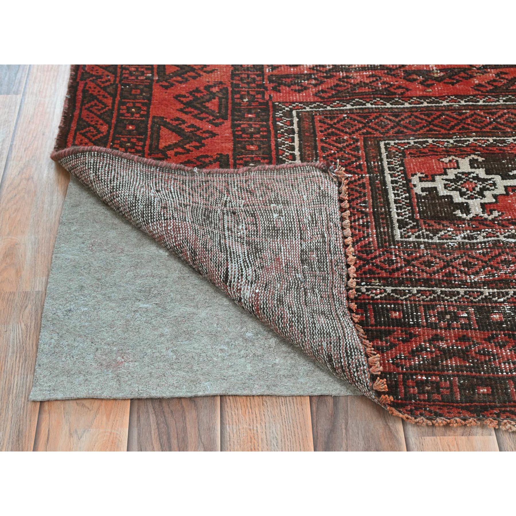 Medieval Sunset Colors Vintage Persian Baluch Hand Knotted Pure Wool Worn Down Rug For Sale