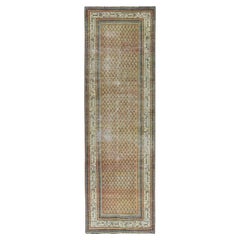 Sunset Colors, Retro Persian Sarouk Mir Hand Knotted Worn Wool Distressed Rug