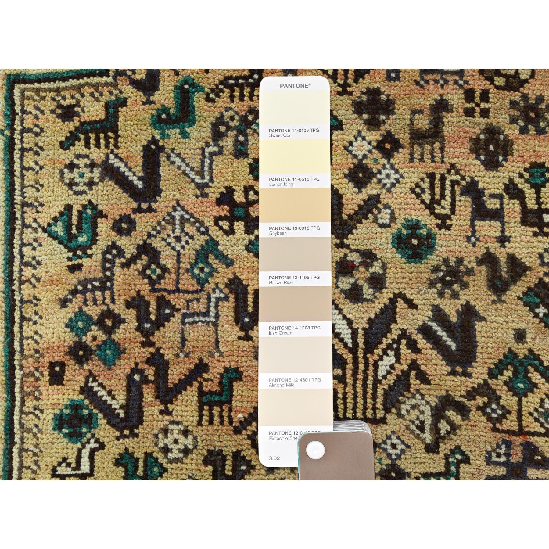 Sunset Colors, Worn Wool Hand Knotted Vintage Persian Shiraz Distressed Rug For Sale 2