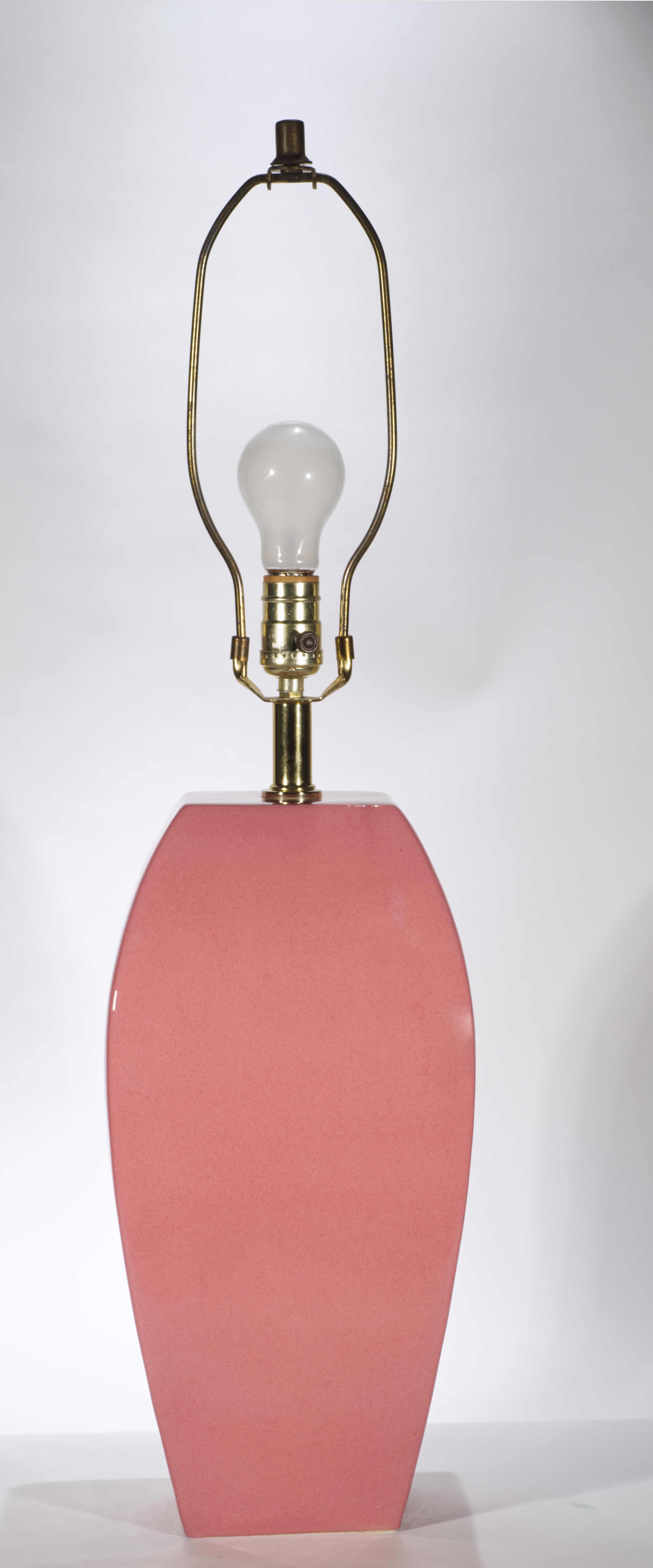 Ceramica Sunset Lamps, grande lampada da tavolo scultorea con urna rosa, anni '60-'70 in vendita
