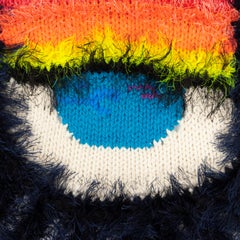 "Sunset Eyes" Pair Handcrafted Knit/Crochet Multicolour Textile Wall Hanging