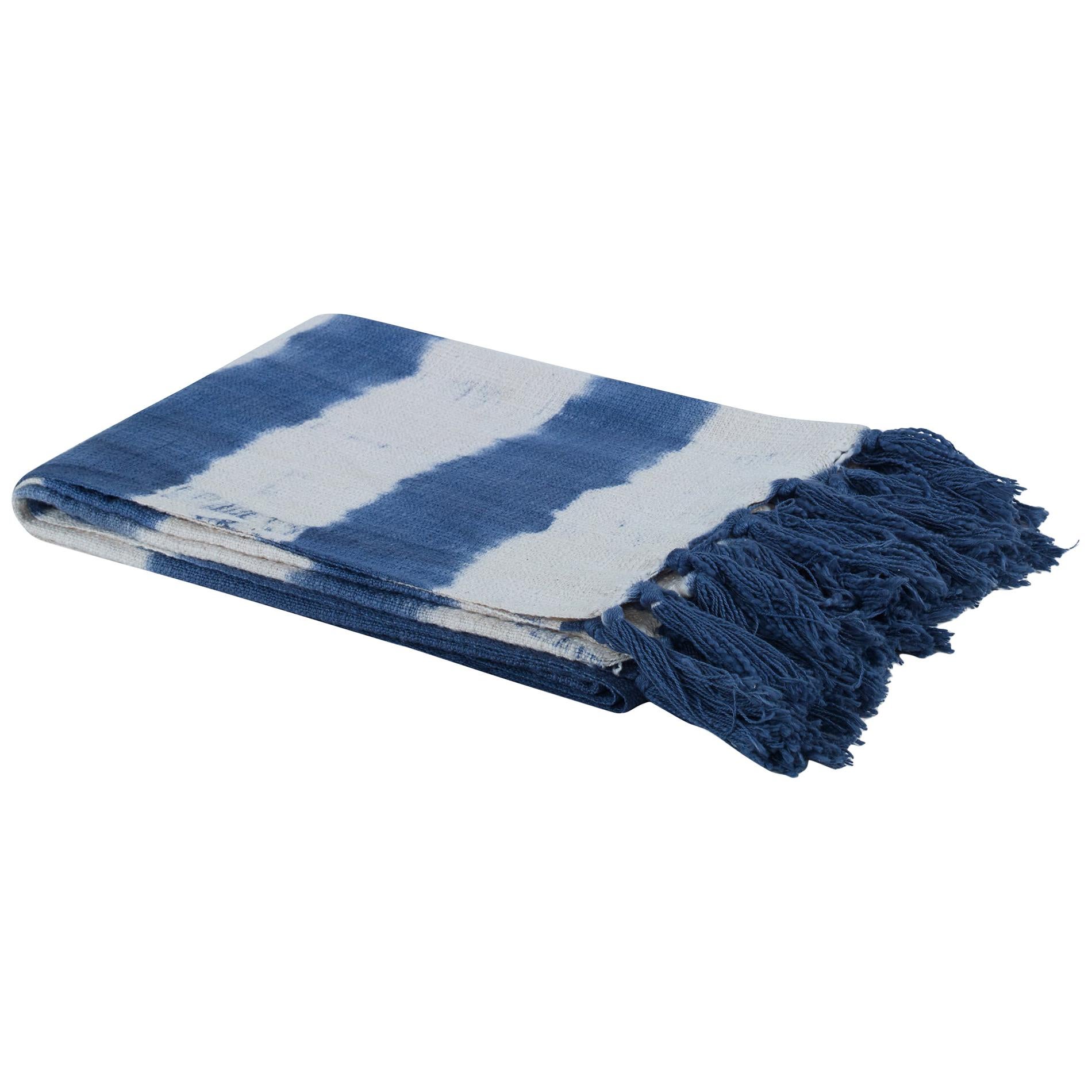 Blue (QR-19244.NAVY.0) Sunset Hand Tie Dyed Cotton Throw by CuratedKravet