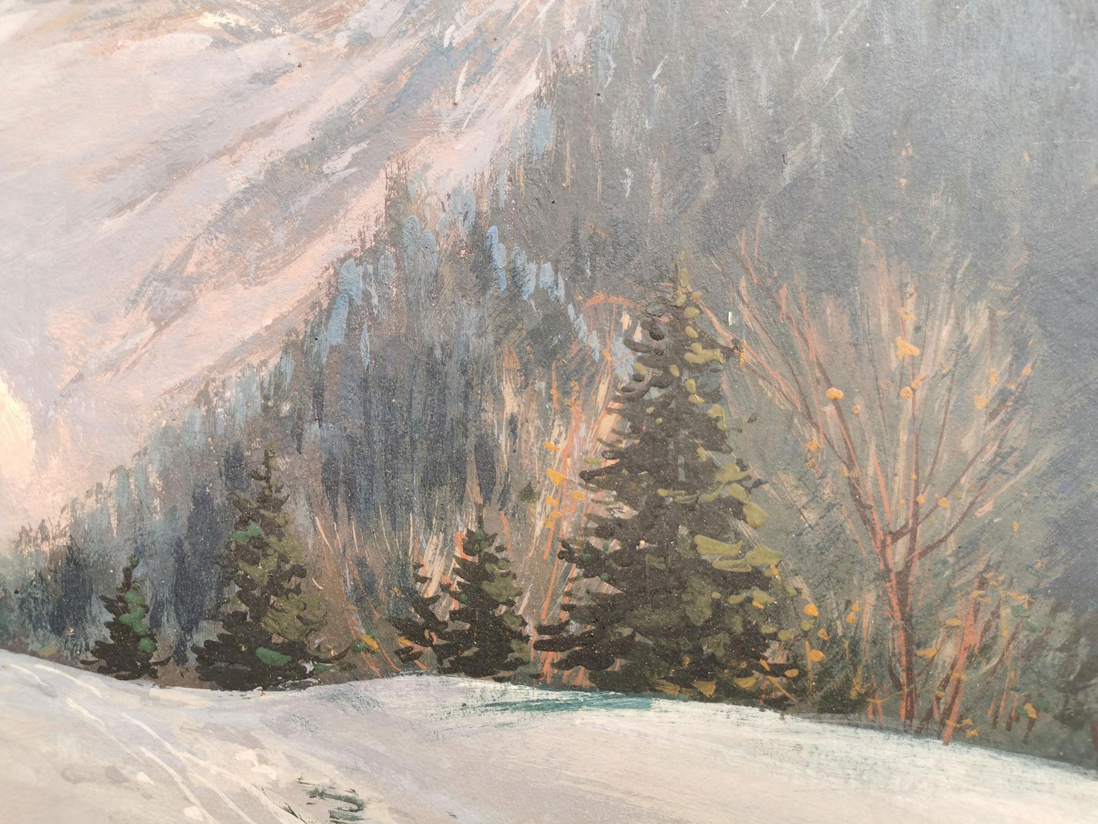 Sunset in Snowy Peaks Painting - Europe 1937 In Good Condition In Albignasego, IT