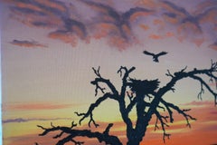 Sunset Landscape Painting Wall Art Acrylic by Randall Seals 16x20 inches