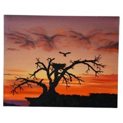 Sunset Landscape Painting Wall Art Acrylic by Randall Seals 16x20 inches