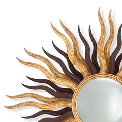 Sunset Mirror in Solid Mahogany Wood with Antique Gold Painting