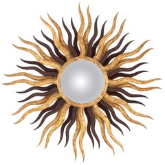 Sunset Mirror in Solid Mahogany Wood with Antique Gold Painting