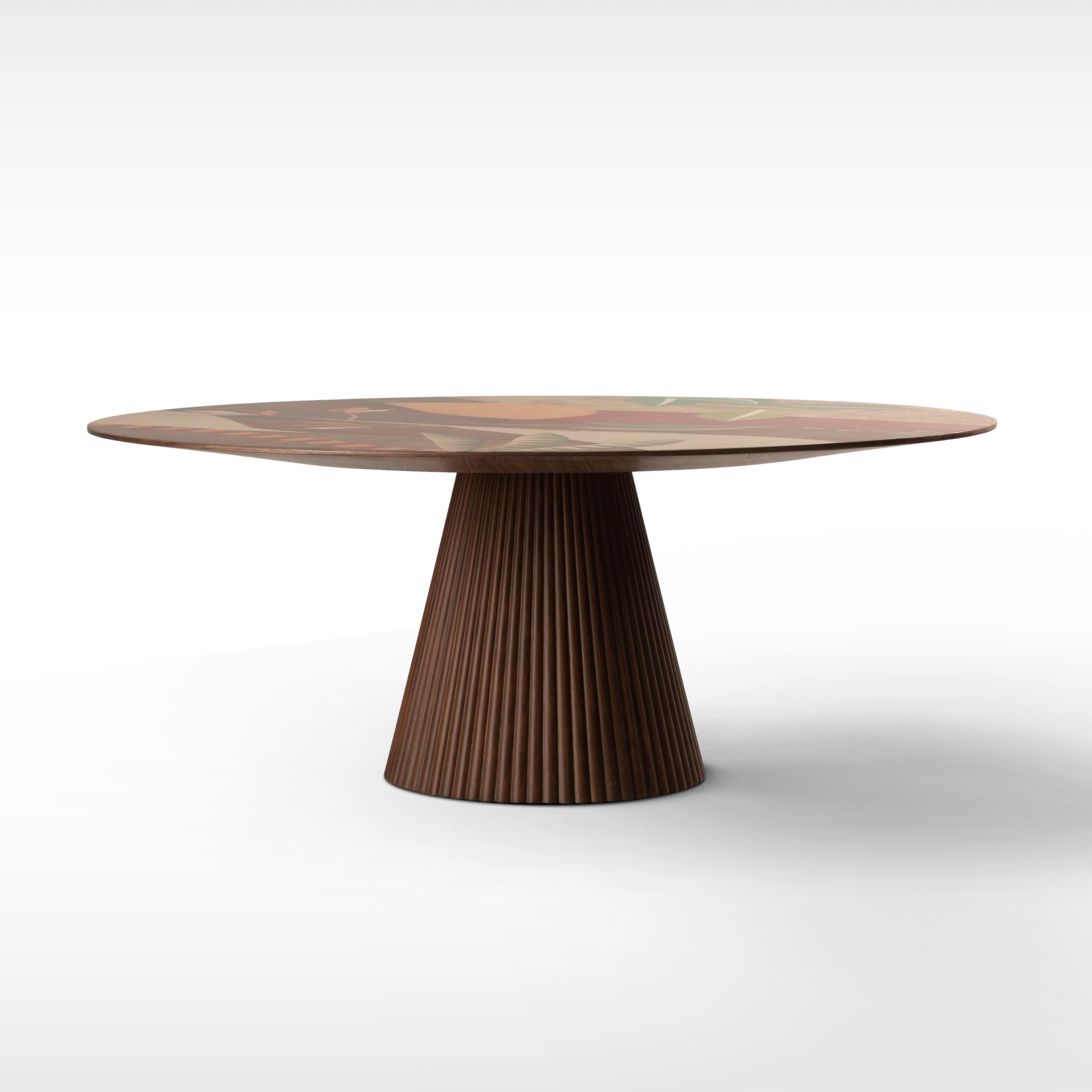 Moderne Table basse en Oak Oak avec placage artisanal inspiré des dunes et du soleil couchant en vente