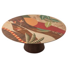 Table basse en Oak Oak avec placage artisanal inspiré des dunes et du soleil couchant