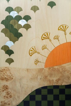 Sunset Oak Screen with Artisanal Dunes & Sunset-Inspired Veneer Detailing