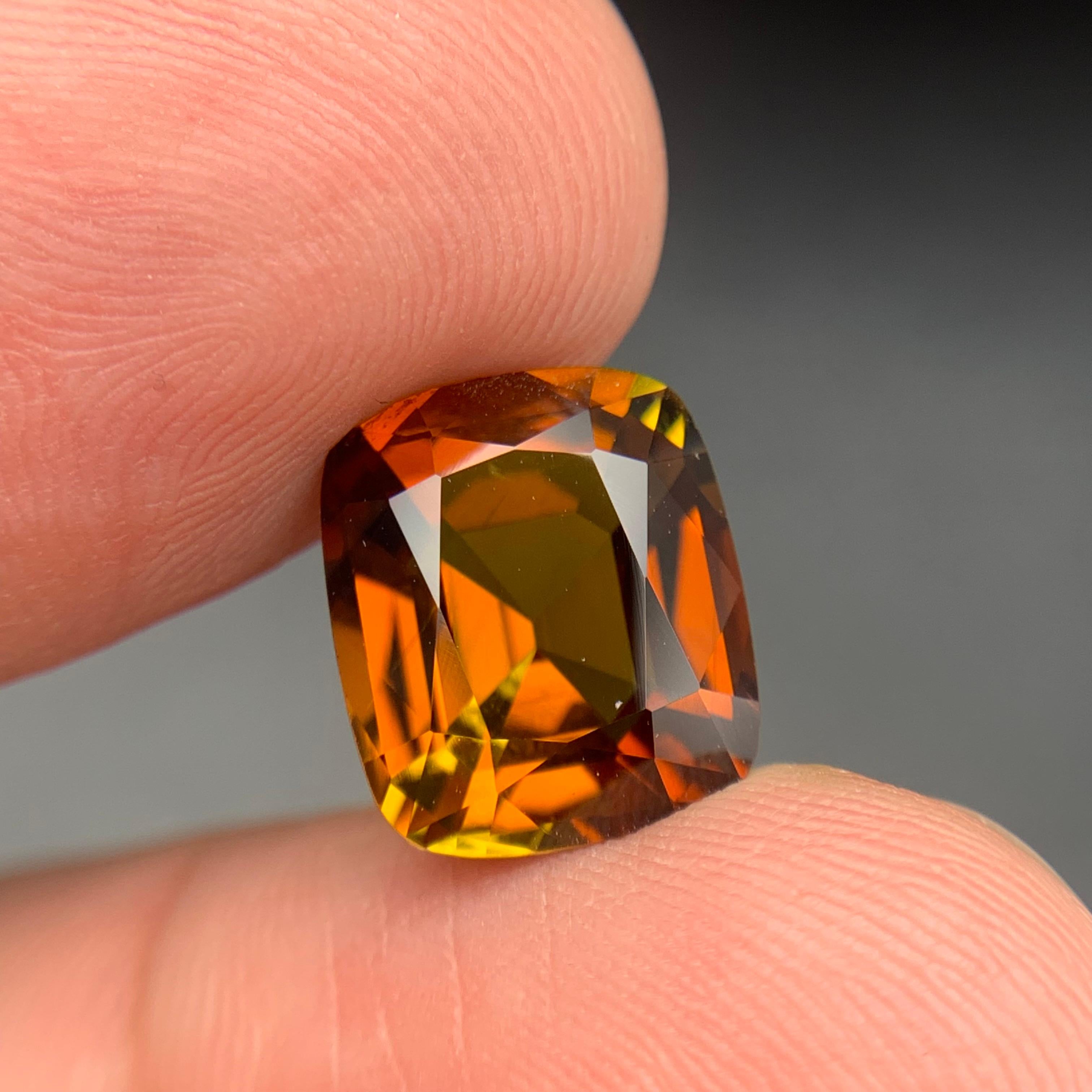 Anillo de Turmalina Natural Marrón Anaranjado Puesta de Sol Gema Suelta 6,65 Ct Corte Cojín en venta 4