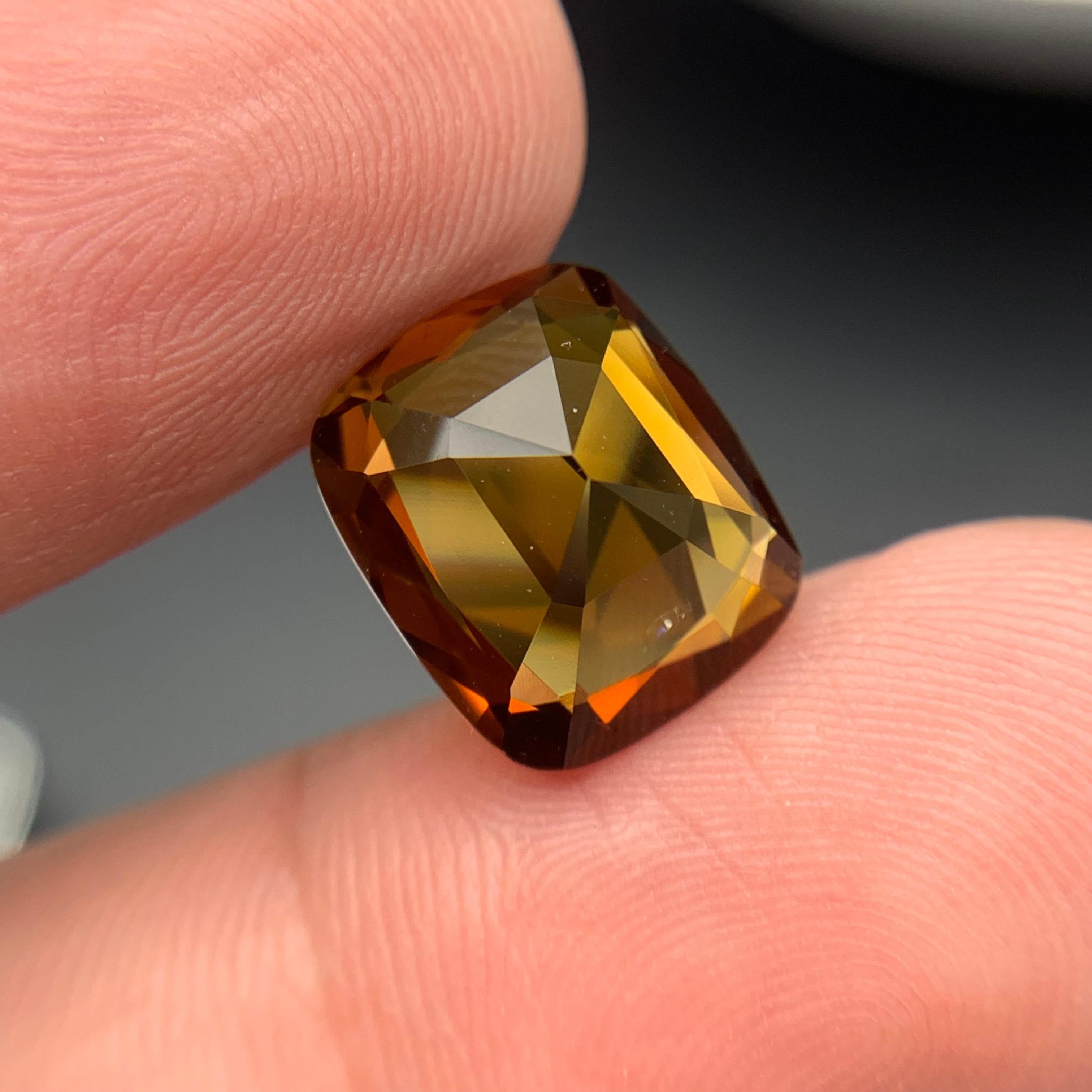 Anillo de Turmalina Natural Marrón Anaranjado Puesta de Sol Gema Suelta 6,65 Ct Corte Cojín en venta 5