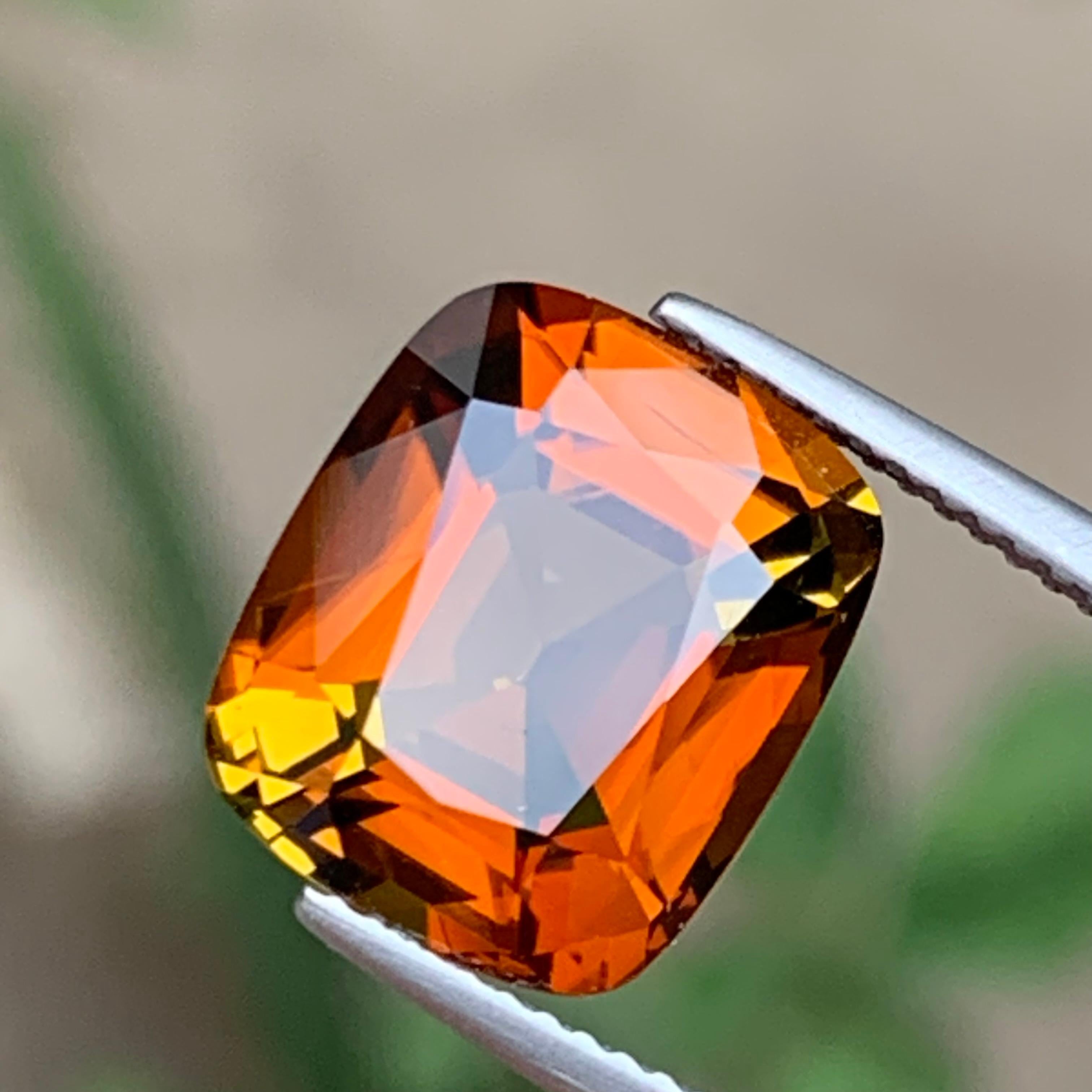 Anillo de Turmalina Natural Marrón Anaranjado Puesta de Sol Gema Suelta 6,65 Ct Corte Cojín en venta 6