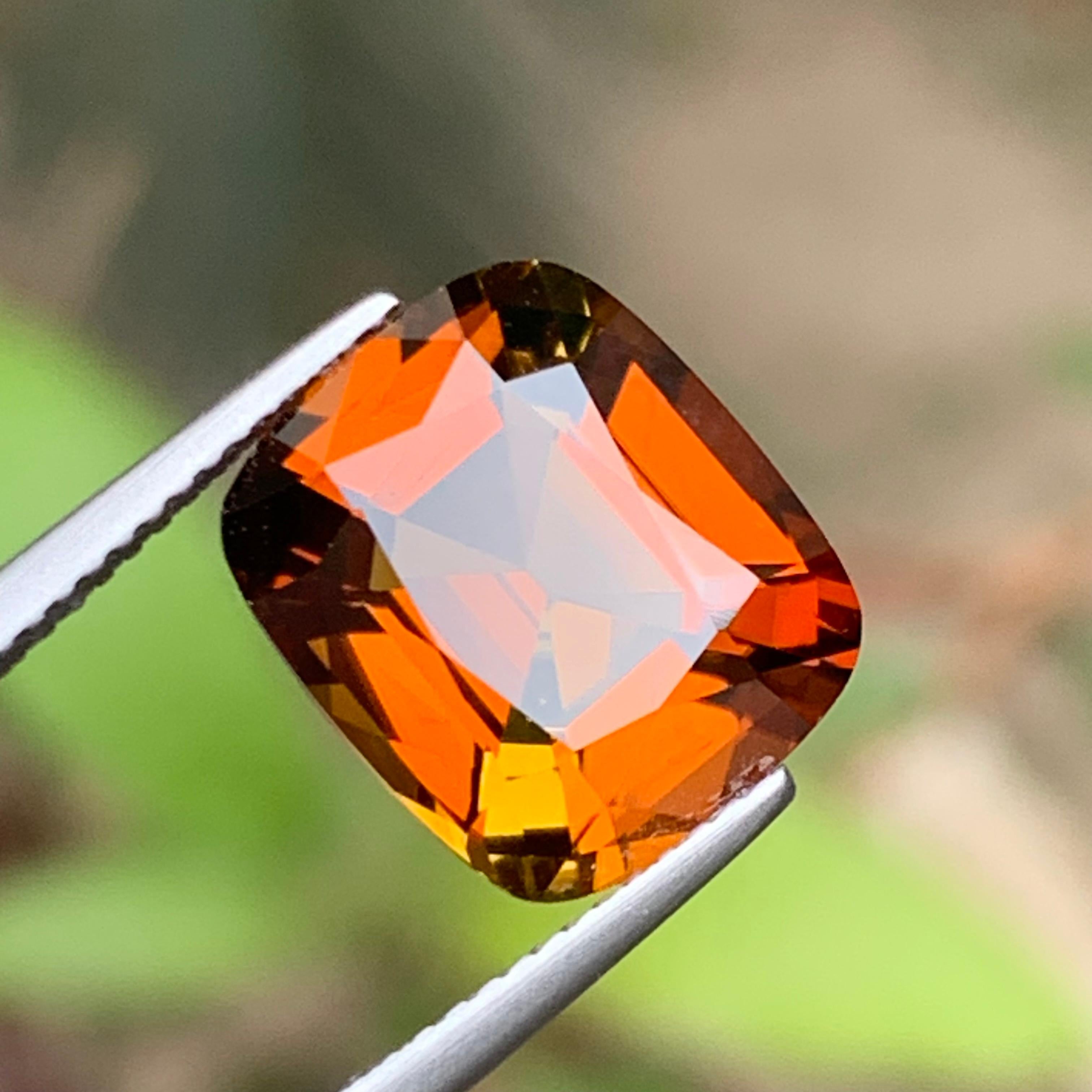 Anillo de Turmalina Natural Marrón Anaranjado Puesta de Sol Gema Suelta 6,65 Ct Corte Cojín en venta 7