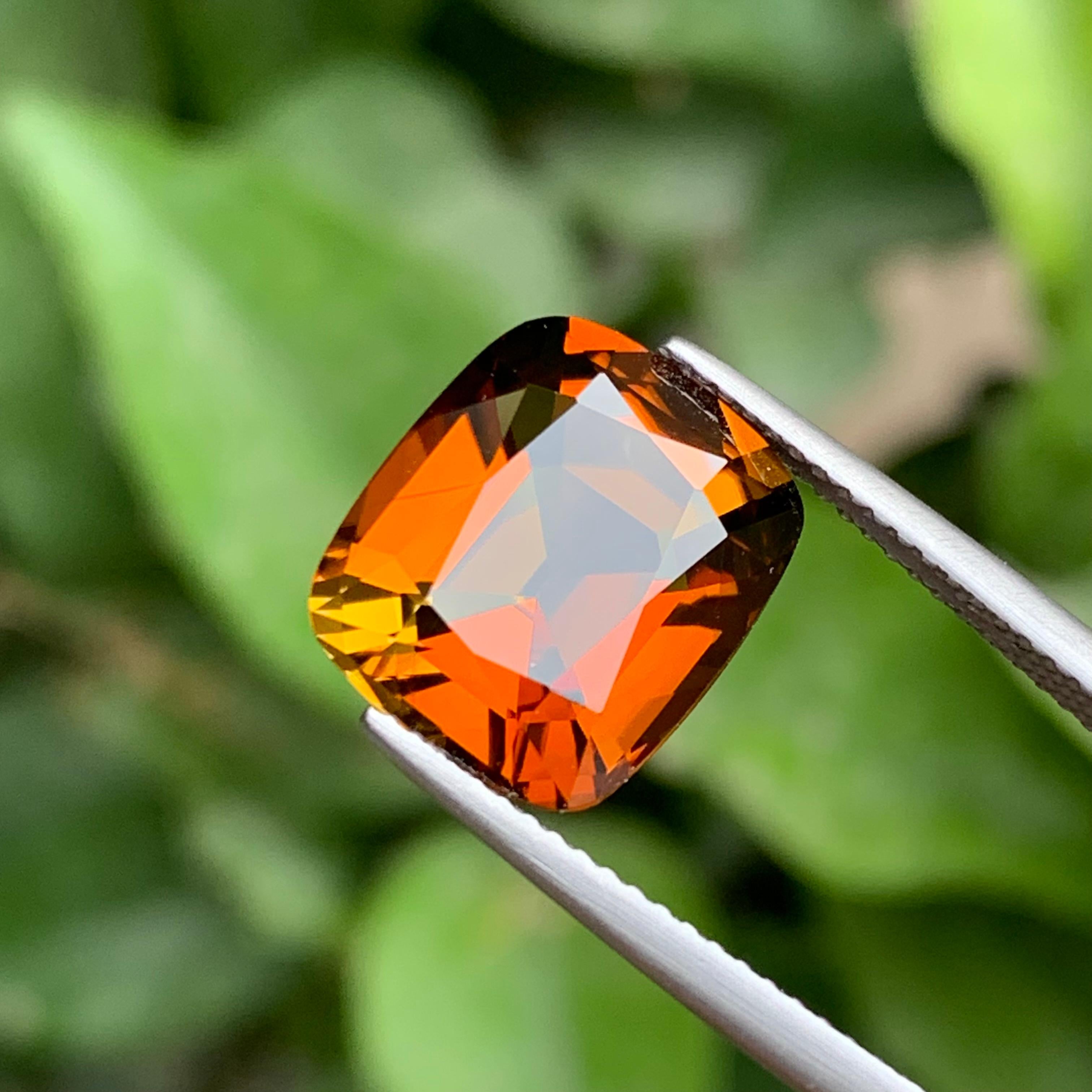 Anillo de Turmalina Natural Marrón Anaranjado Puesta de Sol Gema Suelta 6,65 Ct Corte Cojín en venta 8