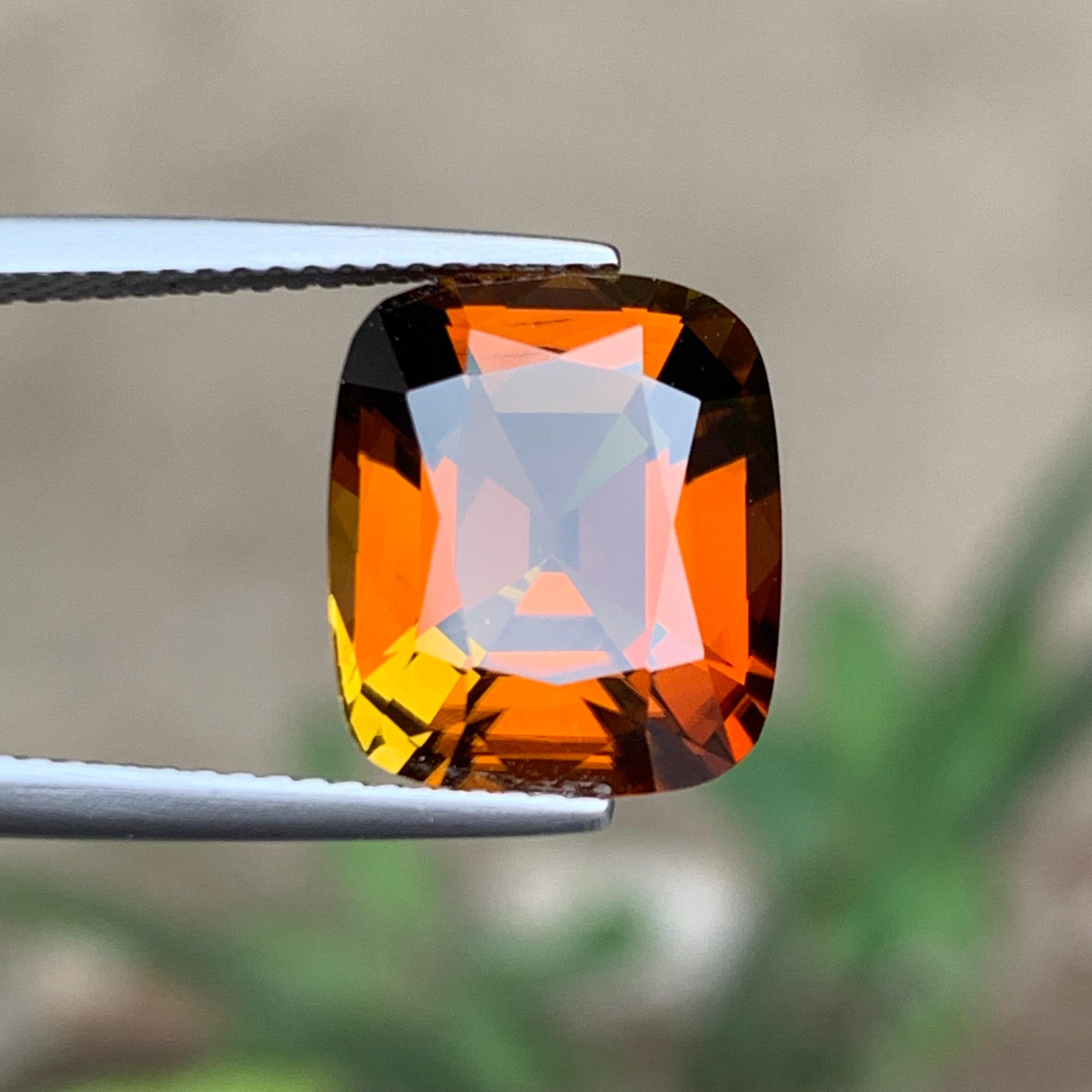 Anillo de Turmalina Natural Marrón Anaranjado Puesta de Sol Gema Suelta 6,65 Ct Corte Cojín en venta 9