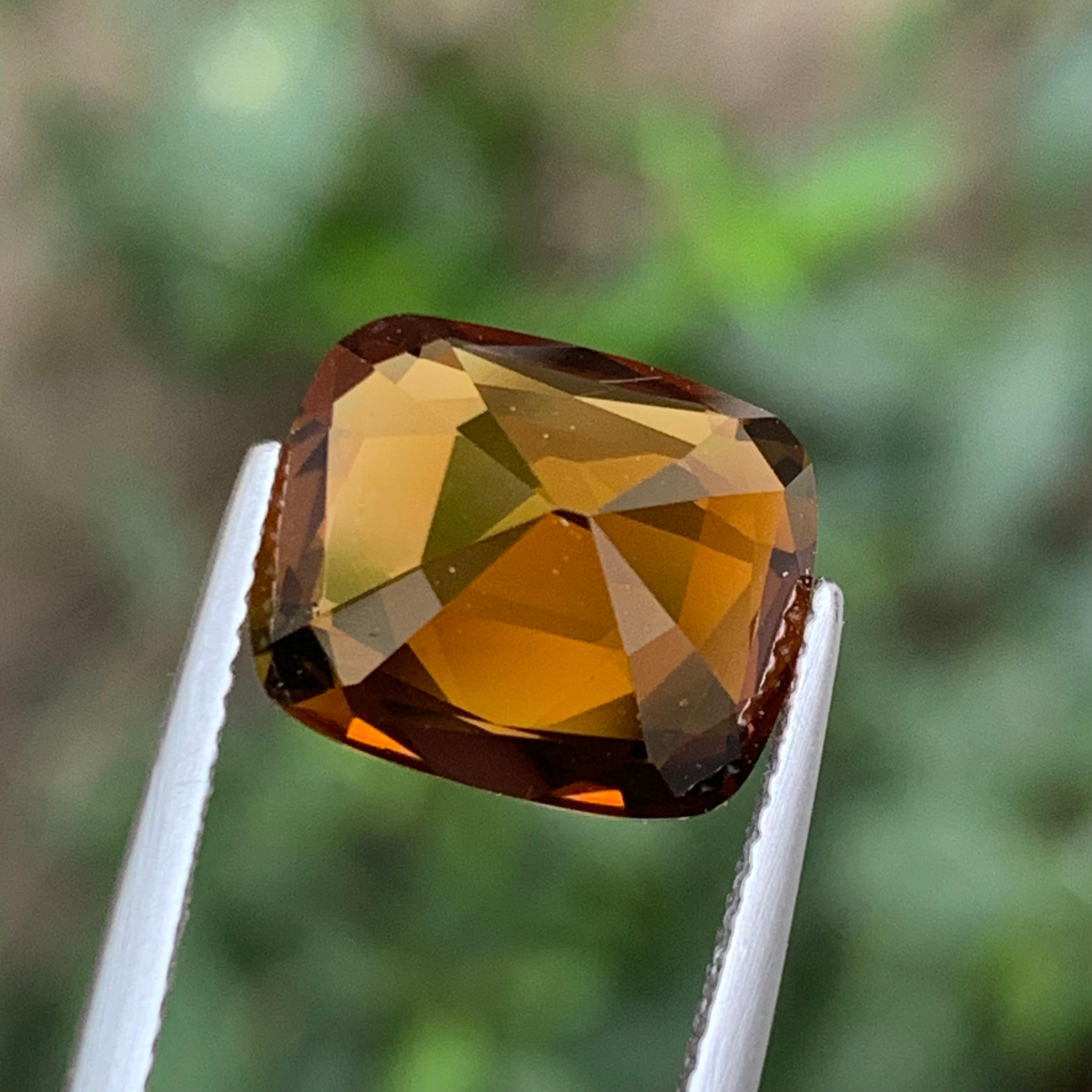Anillo de Turmalina Natural Marrón Anaranjado Puesta de Sol Gema Suelta 6,65 Ct Corte Cojín en venta 10