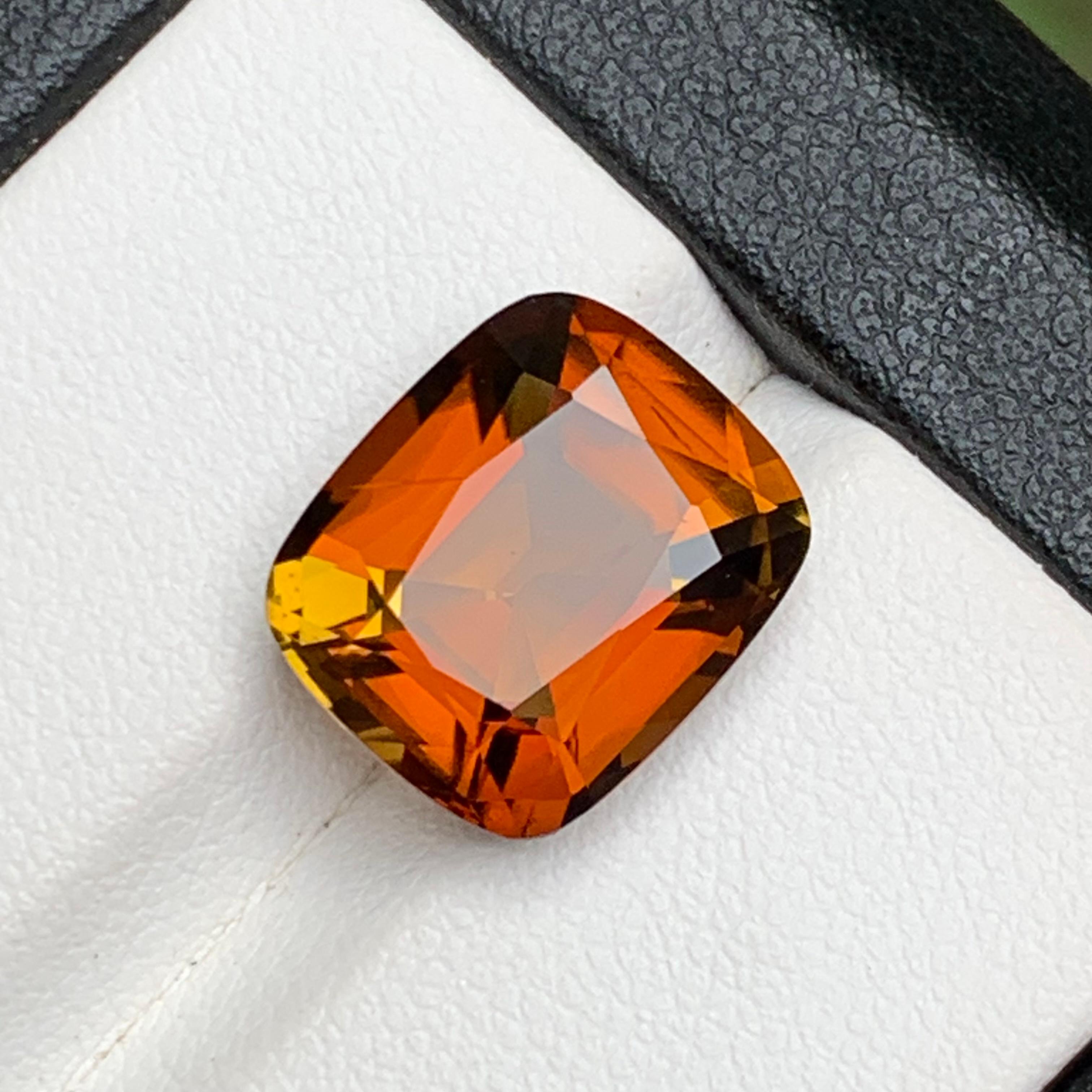 Anillo de Turmalina Natural Marrón Anaranjado Puesta de Sol Gema Suelta 6,65 Ct Corte Cojín en Nuevo estado para la venta en Peshawar, PK