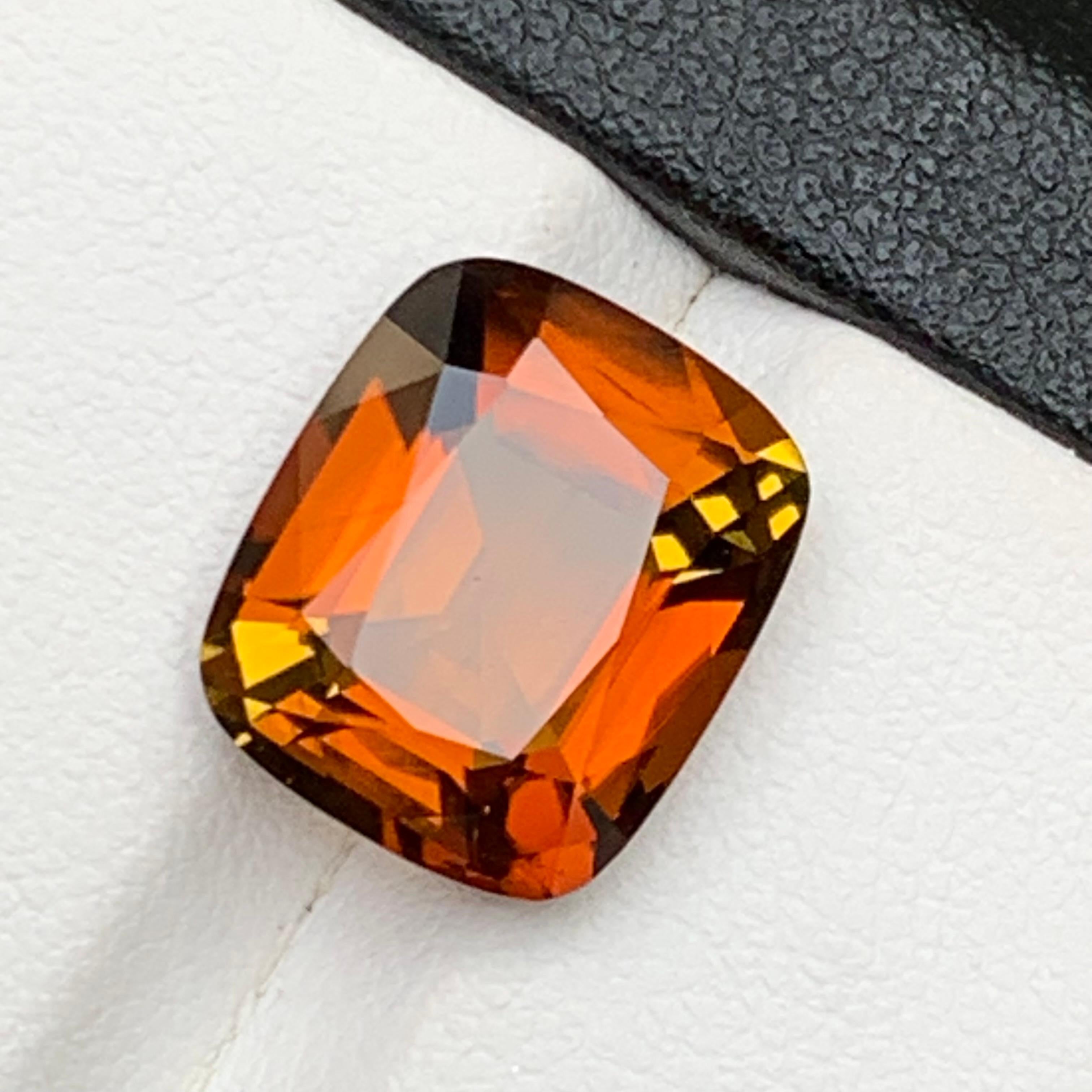 Anillo de Turmalina Natural Marrón Anaranjado Puesta de Sol Gema Suelta 6,65 Ct Corte Cojín en venta 1
