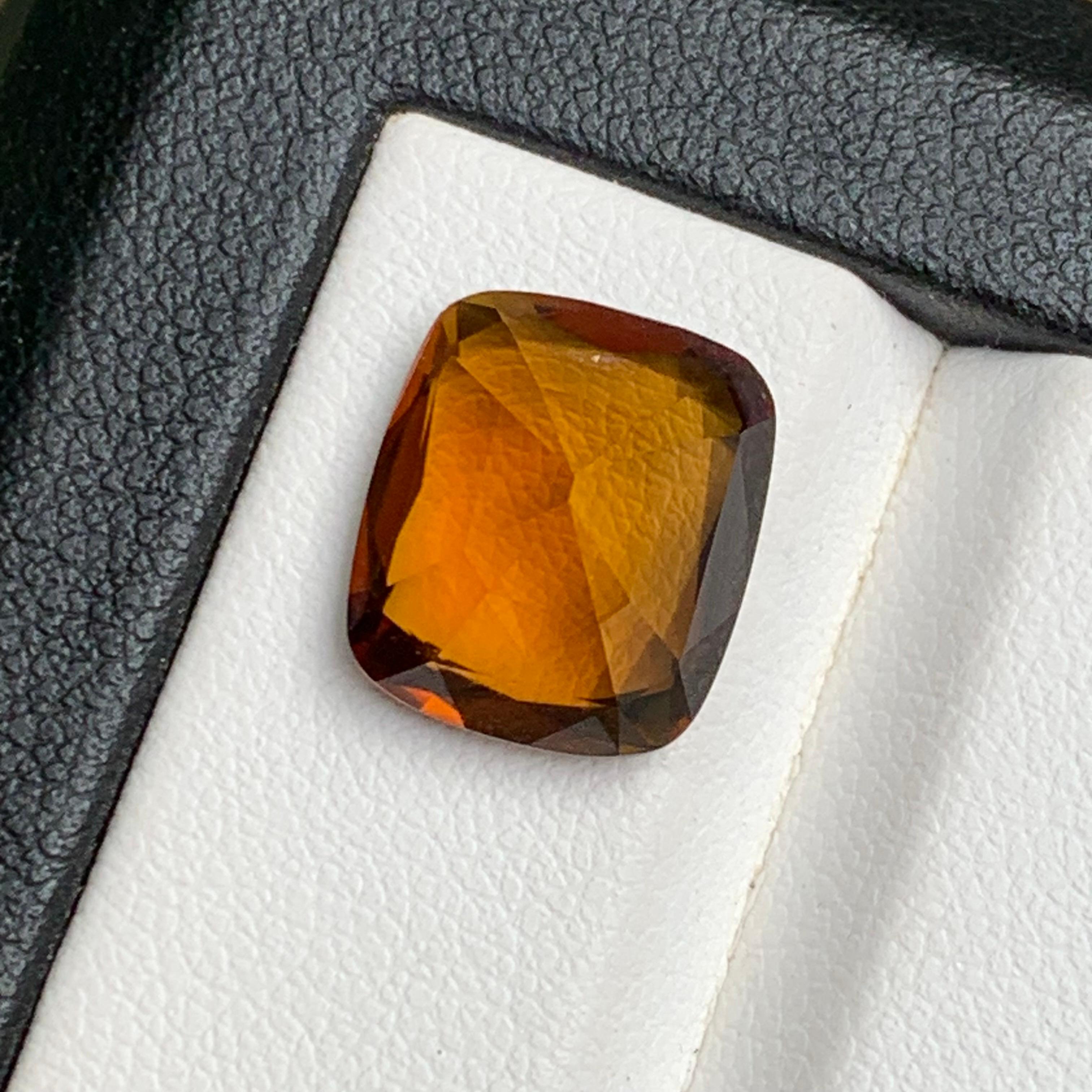 Anillo de Turmalina Natural Marrón Anaranjado Puesta de Sol Gema Suelta 6,65 Ct Corte Cojín en venta 2