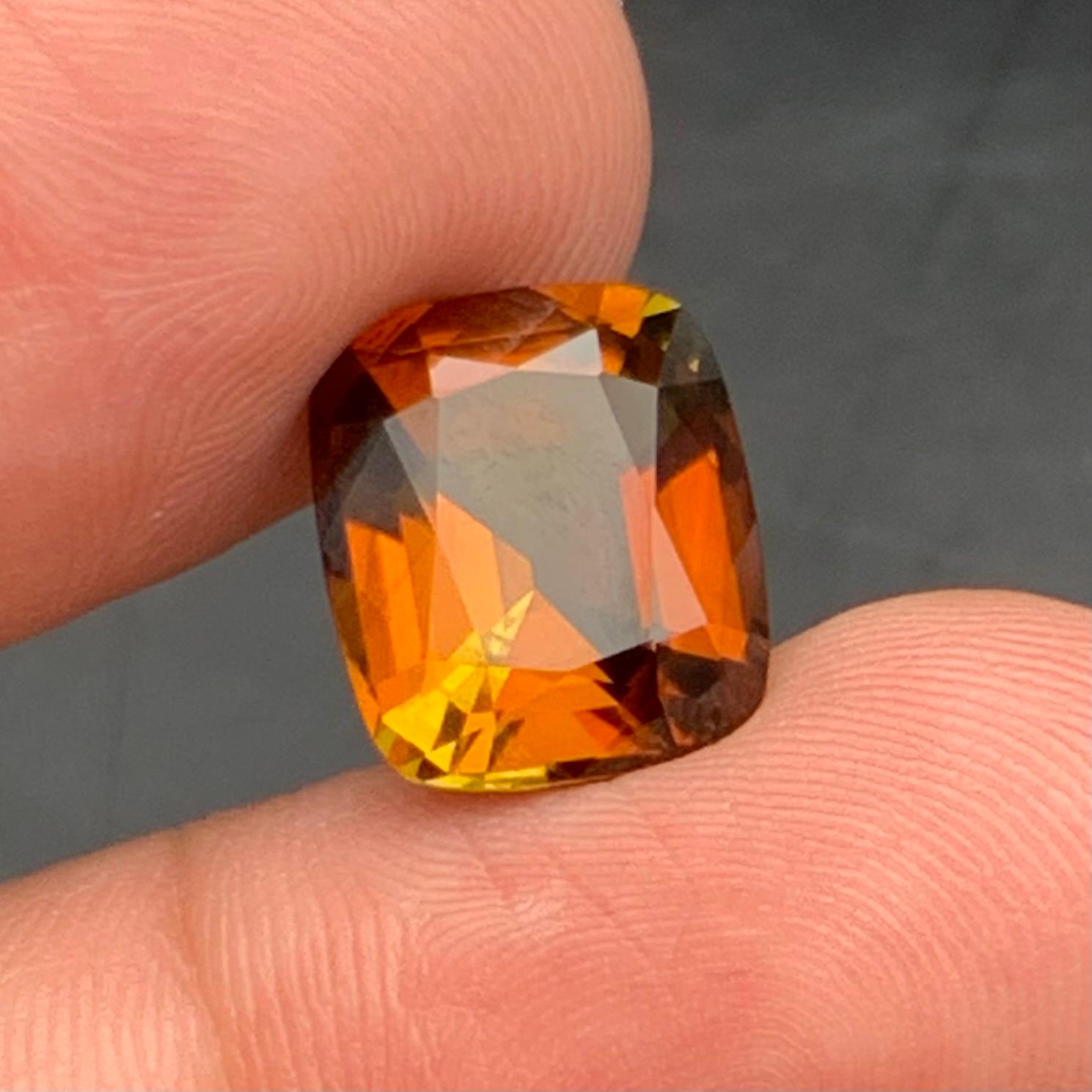 Anillo de Turmalina Natural Marrón Anaranjado Puesta de Sol Gema Suelta 6,65 Ct Corte Cojín en venta 3