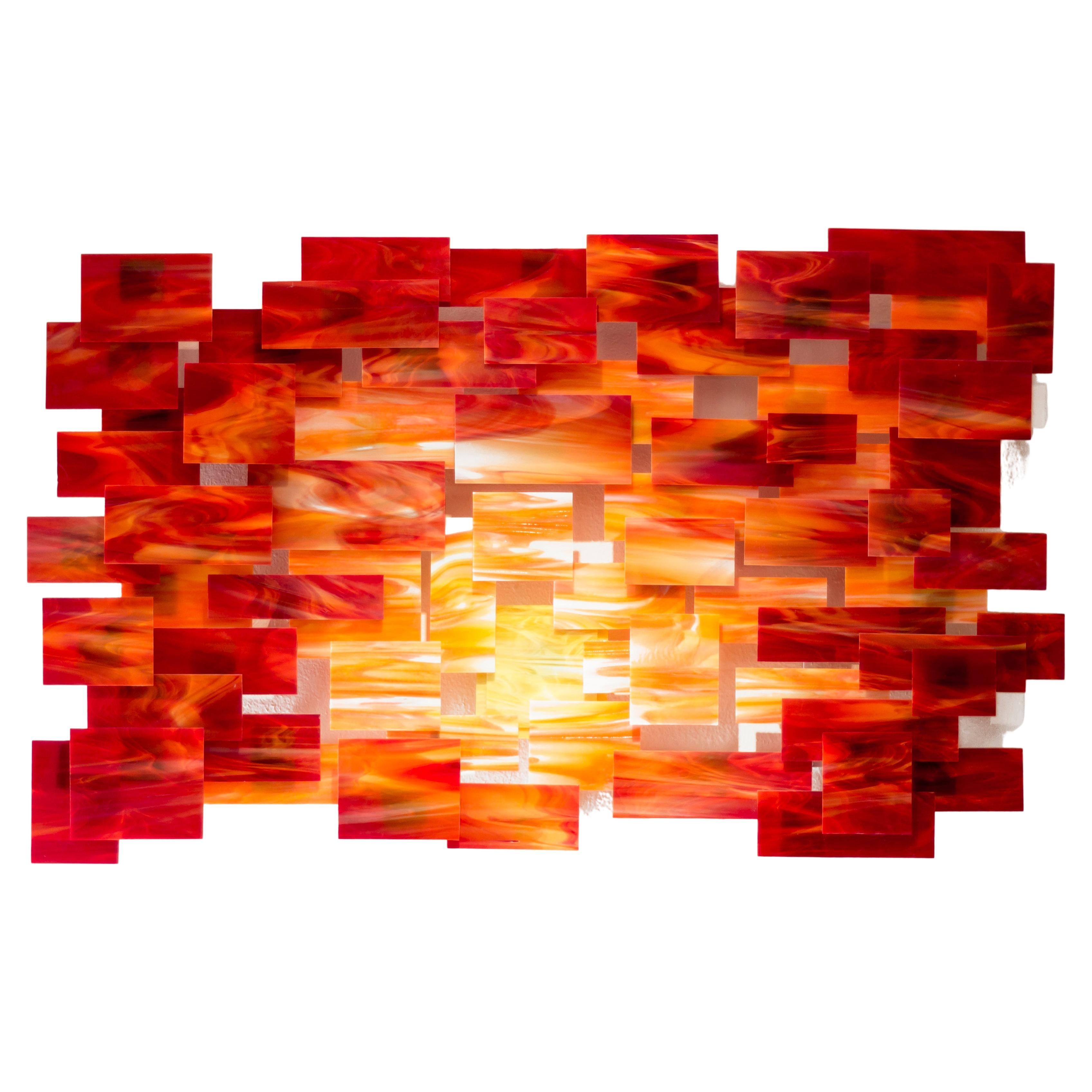 "Sunset" Original Glass and Metal Wall Sculpture For Sale