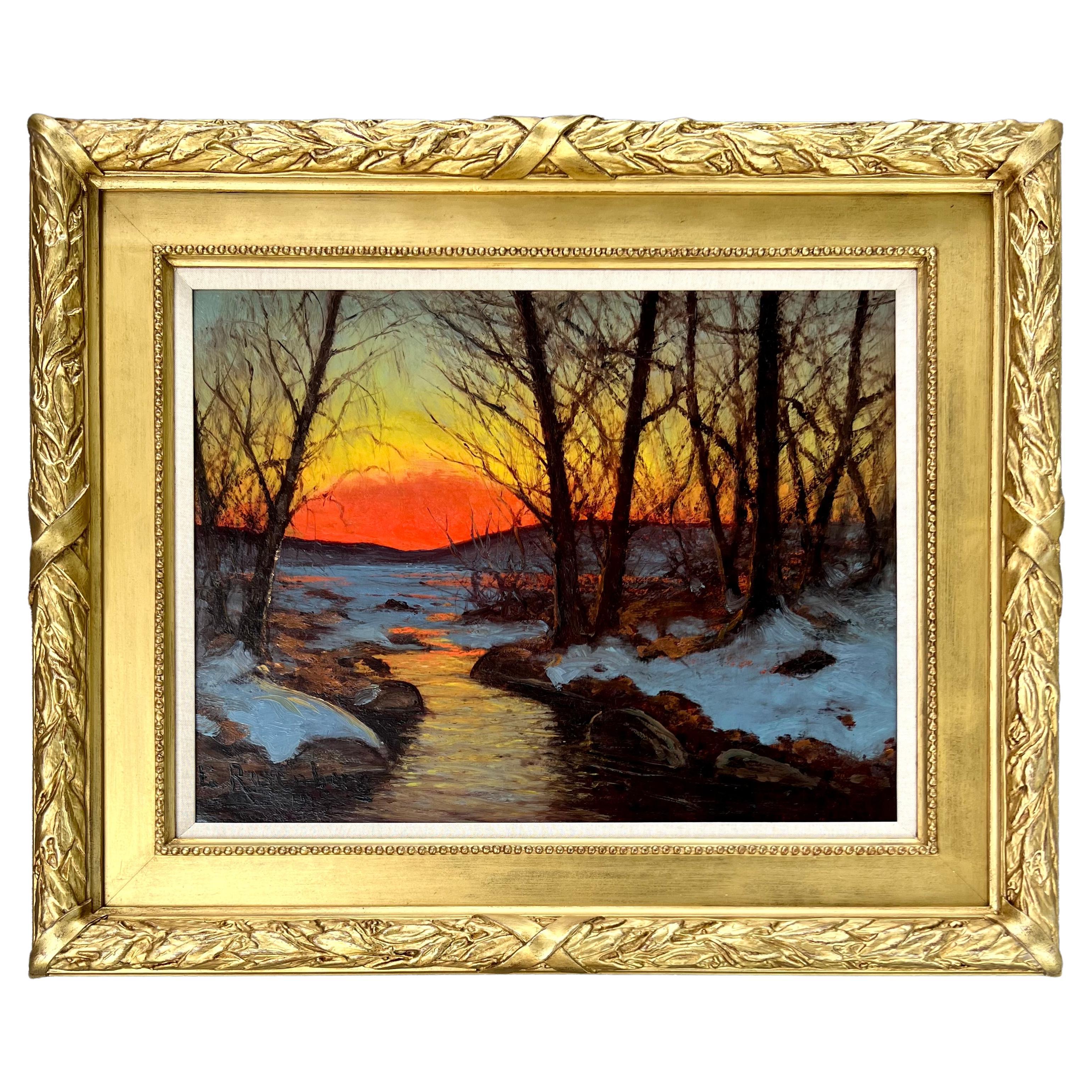 "Sunset over the Lake in Winter" by Edvard Rosenberg For Sale