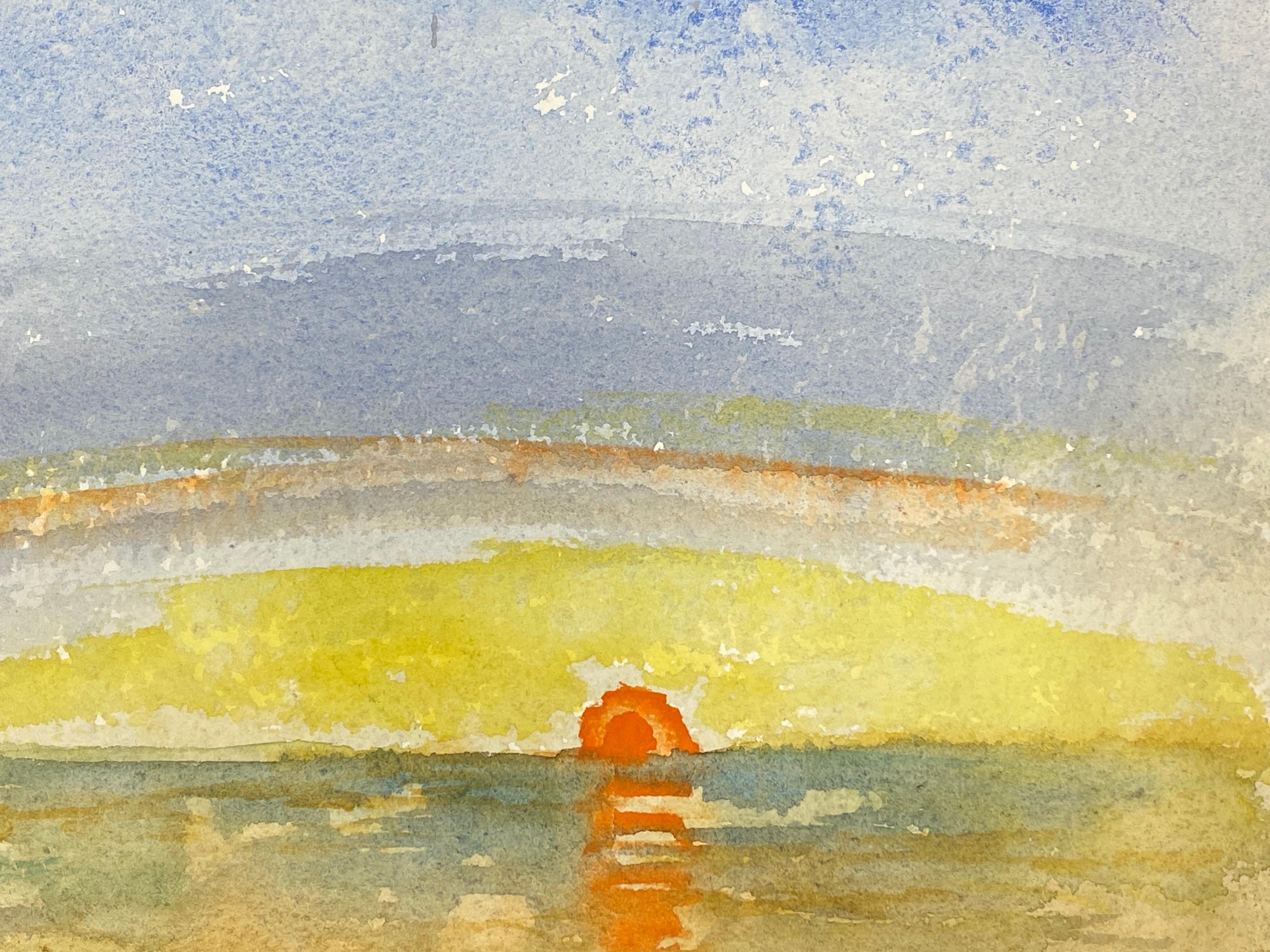 Puesta de sol sobre el mar, Pintura original expresionista francesa en Bueno estado para la venta en Cirencester, GB