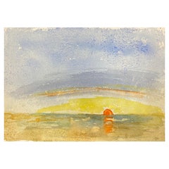 Sonnenuntergang über dem Meer, französisches expressionistisches Originalgemälde