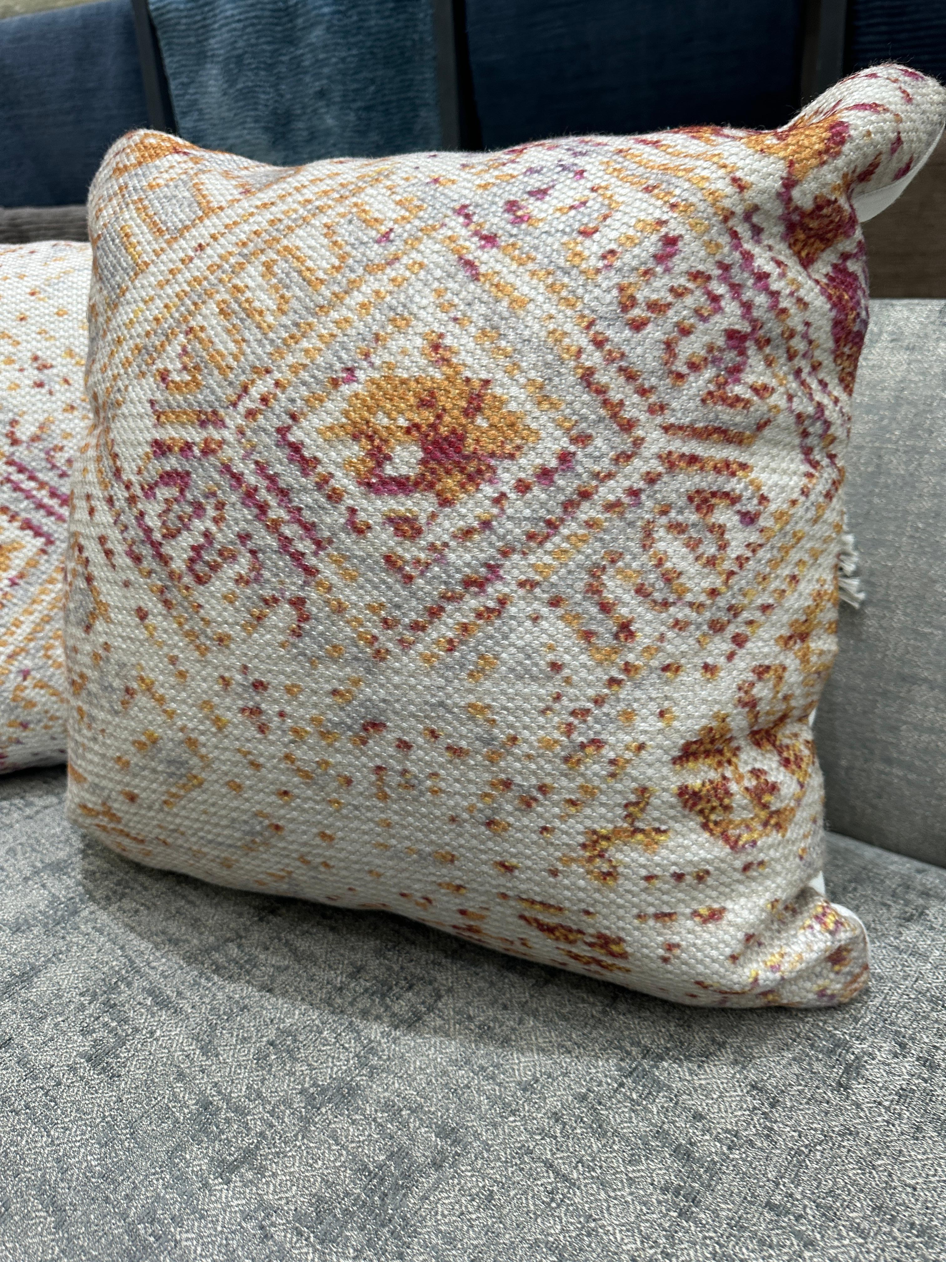 Indiano Cuscino da lancio Boho rosa e arancione Sunset in vendita