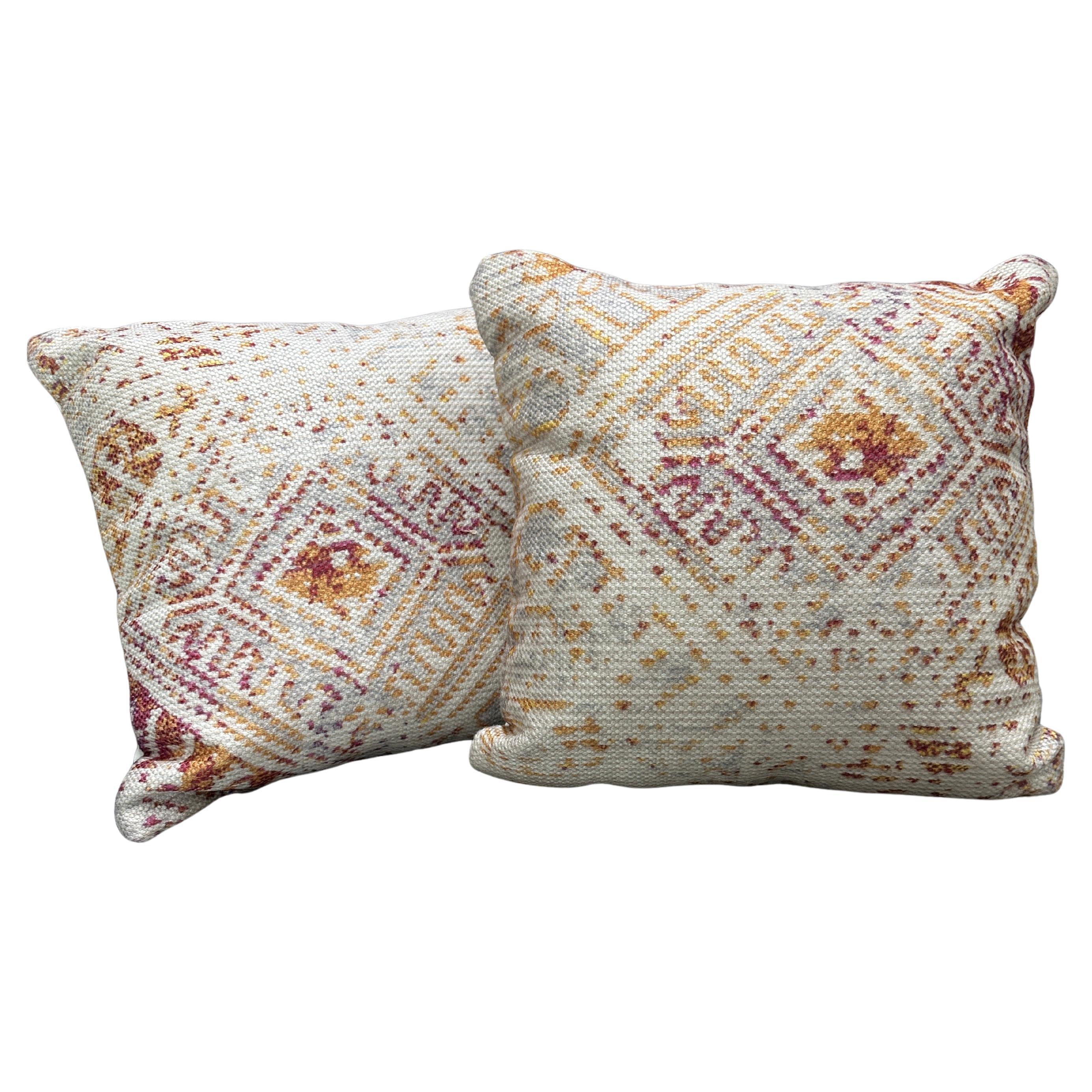 Sunset Pink and Orange Boho Throw Pillow